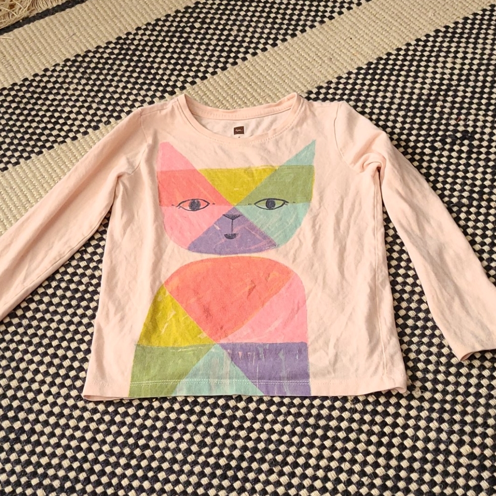 Tea Collection 5 year size long sleeve cat shirt